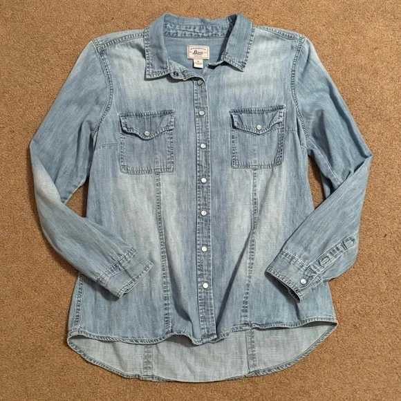 Womens Bass XL Denim Button-Up Shirt - Picture 3 of 3